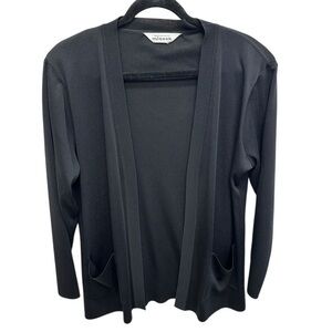 Exclusively Misook women’s cardigan sweater black open front medium casual